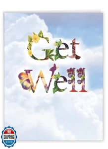 NobleWorks - Jumbo Get Well Greeting Card (8.5 x 11 Inch) - Beautiful Feel Be - Picture 1 of 5