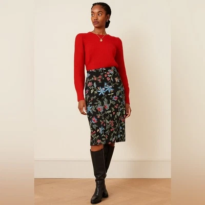 Maxi falda envolvente de algodón floral negra Talbots 14 Foto 1 de 4