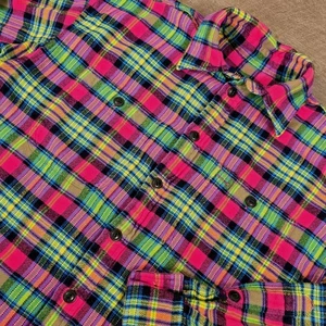 Polo Ralph Lauren Shirt Men S Flannel Plaid Neon Button Shirt Bright Fall Colors - Picture 1 of 7