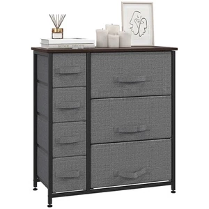 HOMCOM Chest of Drawers with 7 Dresser Drawers for Home Bedroom, Dark Grey - Picture 1 of 11