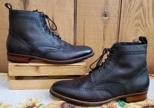 Dockorio dunkelbraun Brogue Leder Derby Reißverschluss Stiefeletten Herren Größe 12 M - Bild 1 von 7