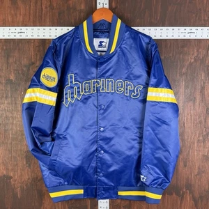 Seattle Mariners Starter Satin Full Snap Jacket 77' Badging G-iii Adult Large - Picture 1 of 11