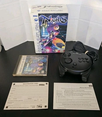 Nights Into Dreams (Sega Saturn) Big Box con almohadilla de control 3D tarjeta de registro completa en caja original Foto 1 de 4