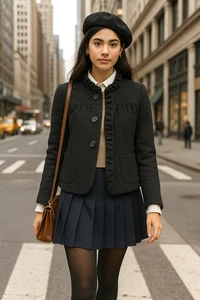 J. CREW Fiona Jacket 100% Wool Ruffles Preppy Black Academia Style Sz 0 XS/Small - Picture 1 of 11