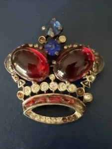 Antique Estate Sterling Silver Crown Pin Brooch Philippe Trifari - Picture 1 of 4