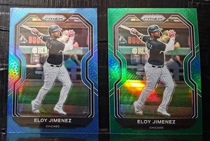 #63 Eloy Jiménez Green Prizm 2021 Panini Prizm Carolina Blue Prizm - Imagen 1 de 2