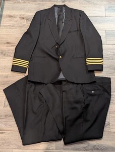 Vintage Eastern Airlines Kapitän Pilot Jacke & 2 Paar Hosen Uniform 4 Streifen USA - Bild 1 von 7