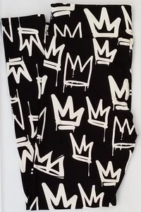OS LuLaRoe One Size Leggings Cute Black White Crowns NWT X45 - Picture 1 of 6