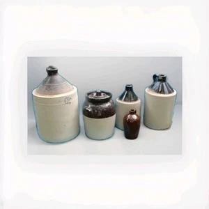 Timeless Elegance: Antique Early Vintage Stoneware Jug 5-Piece Set - Picture 1 of 8