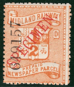 GB MIDLAND RAILWAY Newspaper Parcel Stamp ½d *SPECIMEN* Mint {samwells}YOW86 - Picture 1 of 12