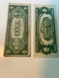 Two US dollar bills $1+$2 - Picture 1 of 2