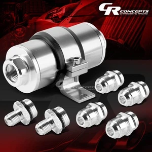 SILVER 30 MICRON BILLET ALUMINUM REUSABLE INLINE FUEL/PETROL FILTER+BRACKET KIT - Picture 1 of 4