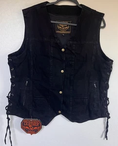 Milwaukee Performance Biker Vest Mens 4XL Black Denim Conceal Carry Pockets - Picture 1 of 11