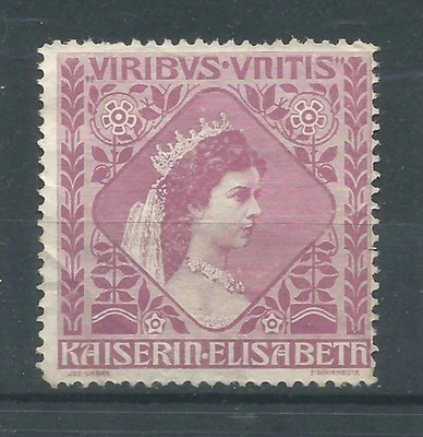 Austria 1908-1914 Kaiserin Elisabeth póster beneficio etiqueta Habsburgo UMM/MNG Foto 1 de 2