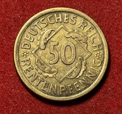Germany 50 Rentenpfennig 1924 A Aluminum-Bronze Coin KM#34 T9026 - Image 1 of 2