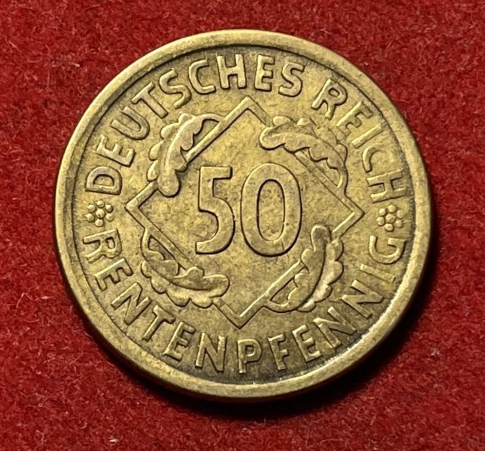 Germany 50 Rentenpfennig 1924 A Aluminum-Bronze Coin KM#34 T9026 - Image 1 of 2