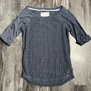 Original Aeropostale Blouse T Shirt Women's Sz XS/TP Navy Blue 1/2 Short Sleeve - Picture 1 of 8