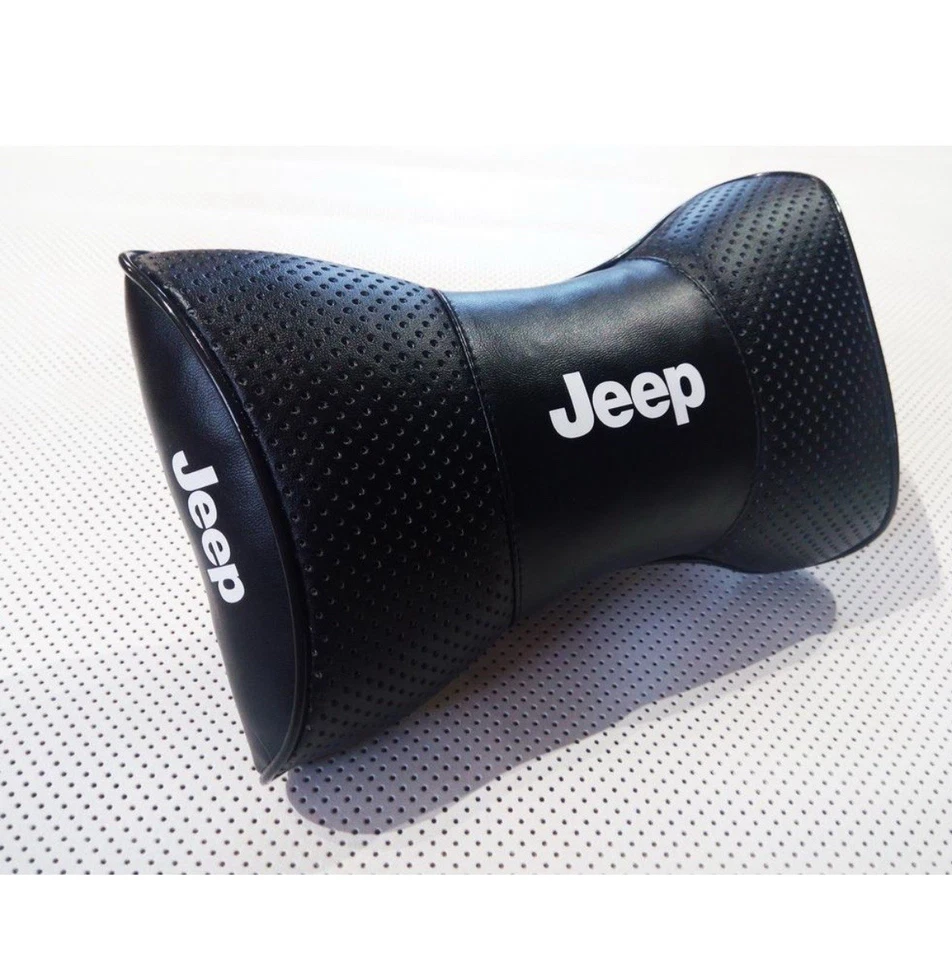 Juego de 2 cojines de soporte para cuello de cuero PU para reposacabezas de coche Jeep (00163) Foto 1 de 2