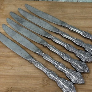 6-Oneida Silver Michelangelo Stainless KNIVES Knife Glossy Floral - Picture 1 of 5