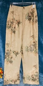 Armand Ventilo Collection Hose Paris Frankreich Damen Größe 36 Leinen 4/6 hellbraun geblümt - Bild 1 von 10