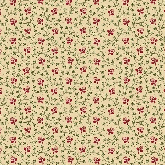 1/2 YD 1800's Reproduction Fabric Vintage Charm Rothermel Marcus Red Nosegay - Image 1 of 1
