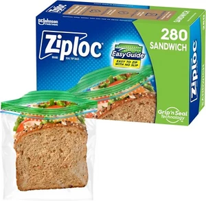 Ziploc Sandwich Bag 280ct Snack Bag BPA Free - Picture 1 of 2