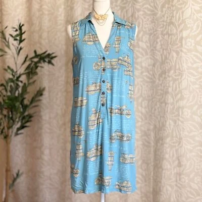 Harley-Davidson Made in Hawaii Blue Motorcycle Print Button-Front Dress Size S - Image 1 of 4