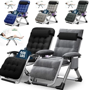 NAIZEA Zero Gravity Chair Folding Reclining Chaise With Pillow+Mat+Arm Cushion - Picture 1 of 73