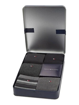 Tommy Hilfiger Luxury Men's Gift Box Tin 5 Pairs Premium Designer Socks, UK 6-11 - Image 1 of 4