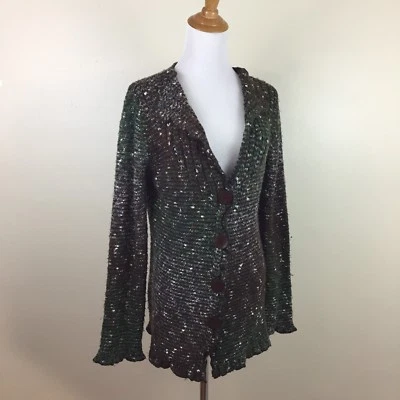 Cárdigan texturizado BCBGMAXAZRIA marrón blanco verde manchas para mujer talla pequeña/mediana Foto 1 de 4