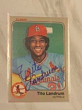 1983 Fleer Tito Landrum Signed IP St. Louis Cardinals 