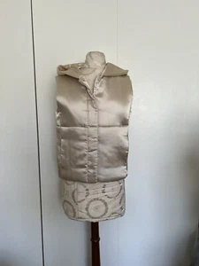 New Jacob Women Cream Satin Dressy Sleeveless Vest With Hoodie SZ S - Picture 1 of 5
