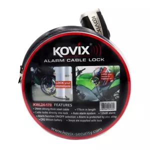 KOVIX ALARMED CABLE LOCK 1.7M CARAVAN MOTORBIKE GENERATOR BOAT TRAILER PARTS - Picture 1 of 3