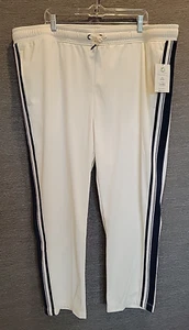 NEW Athletic Works Men's 3XL Track Pants Winter White Navy Stripe Drawstring - Picture 1 of 11
