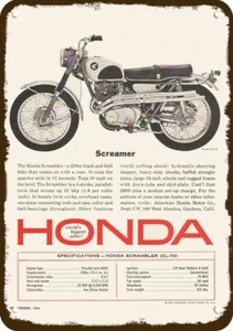 1964 HONDA SCRAMBLER CL-72 MOTORCYCLE Vintage-Look DECORATIVE REPLICA METAL SIGN - Picture 1 of 1