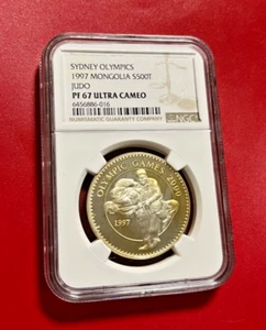 SYDNEY OLYMPICS 1997 MONGOLIA SILVER S500T JUDO NGC PF 67 ULTRA CAMEO - Picture 1 of 2