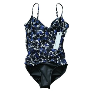 MagicSuit By Miraclesuit One Piece Swimsuit Blue & Black 8 Resortwear Beach - Picture 1 of 4