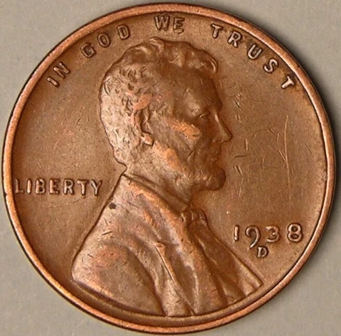 1938 D - Lincoln Wheat Penny - G/VG Cover