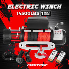 Fieryred Electric Winch 14500LBS 12V Synthetic Rope Wireless Remote 4WD 4x4