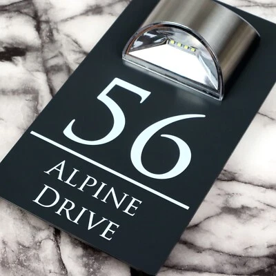 House Number Plaques Personalised House Signs LED Solar Light Door Signs - Image 1 of 4