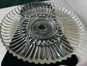 Indiana Glas 5 Abschnitt Geteilt Relish Sägezahn Platte 11 1/2" Vintage Schwer - Bild 1 von 9