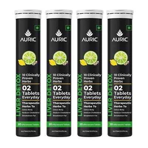 Auric Liver Detox Effervescent | 80 Tablets Fizzy Water with 10 Ayurvedic Herbs - Picture 1 of 9