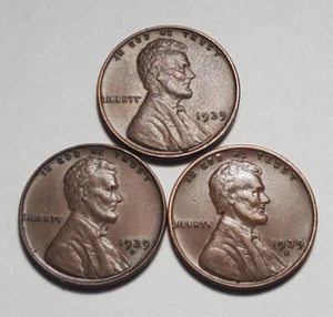 1939 P D S LINCOLN WHEAT PENNY BETTER GRADE 3 COIN SET #C7917 - Picture 1 of 2