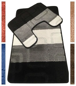 2 Piece Bath Mat Set Non Slip Toilet Pedestal Rug Shower Bathroom - Picture 1 of 23