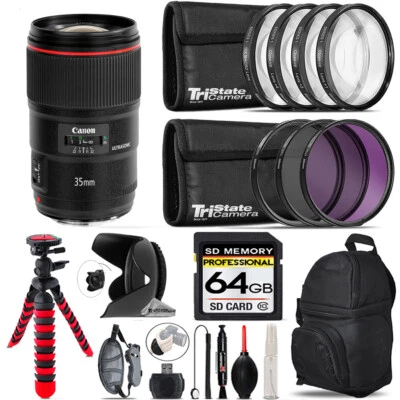Canon EF 35mm f/1.4L II USM Lens + 17-Piece Essential Filter Kit - 64GB - Изображение 1 из 4