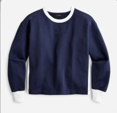 NWT J. Crew Women's University Terry Cropped Crewneck Sweatshirt - Size X Large - Image 1 of 4