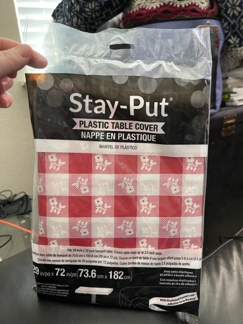 Stay-Put Red Gingham 6 foot Banquet Tablecover #37488, 1/pk Party Supply New!!! - Image 1 of 2