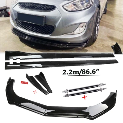 Front Bumper Lip Spoiler Chin Splitter For Hyundai Accent Sedan Gloss Black Body - Image 1 of 4