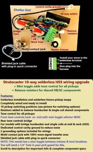 Strat lötfreies HSS Kabel Upgrade +10-fach + Mini-Kippschalter + HB/SC-Balance Widerstände - Bild 1 von 11