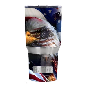 Skin Decal for RTIC 20 oz Tumbler Cup (5-piece kit) / USA Bald Eagle in Flag - Picture 1 of 1